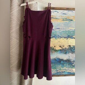 Free People burgundy dress with low back and waist size medium